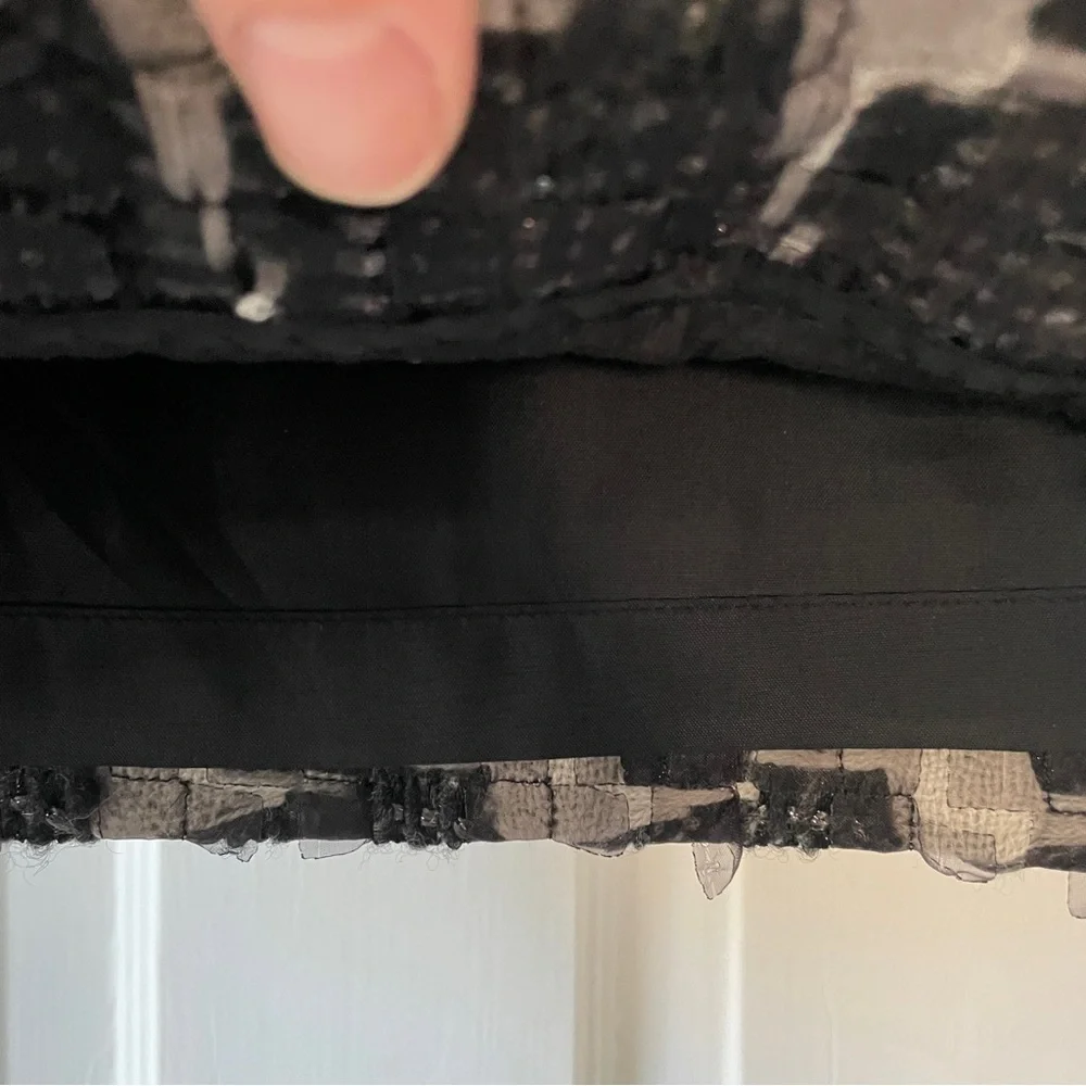 Per Se Wool Black Grey Tweed Shimmer Silver Pencil Mini Skirt Size 4